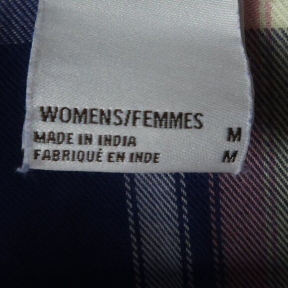 THE NORTH FACE BLUE/PURPLE PINK & YELLOW FLANNEL CAMP SHIRT SIZE MEDIUM - Picture 6 of 13